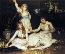 John Collier_1884_May, Agatha, Veronica and Audrey, the Daughters of Colonel Makins MP.jpg